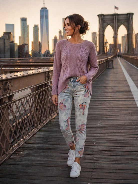 Suzy Shier Sweaters - Suzy Shier Lilac Cable Knit Sweater